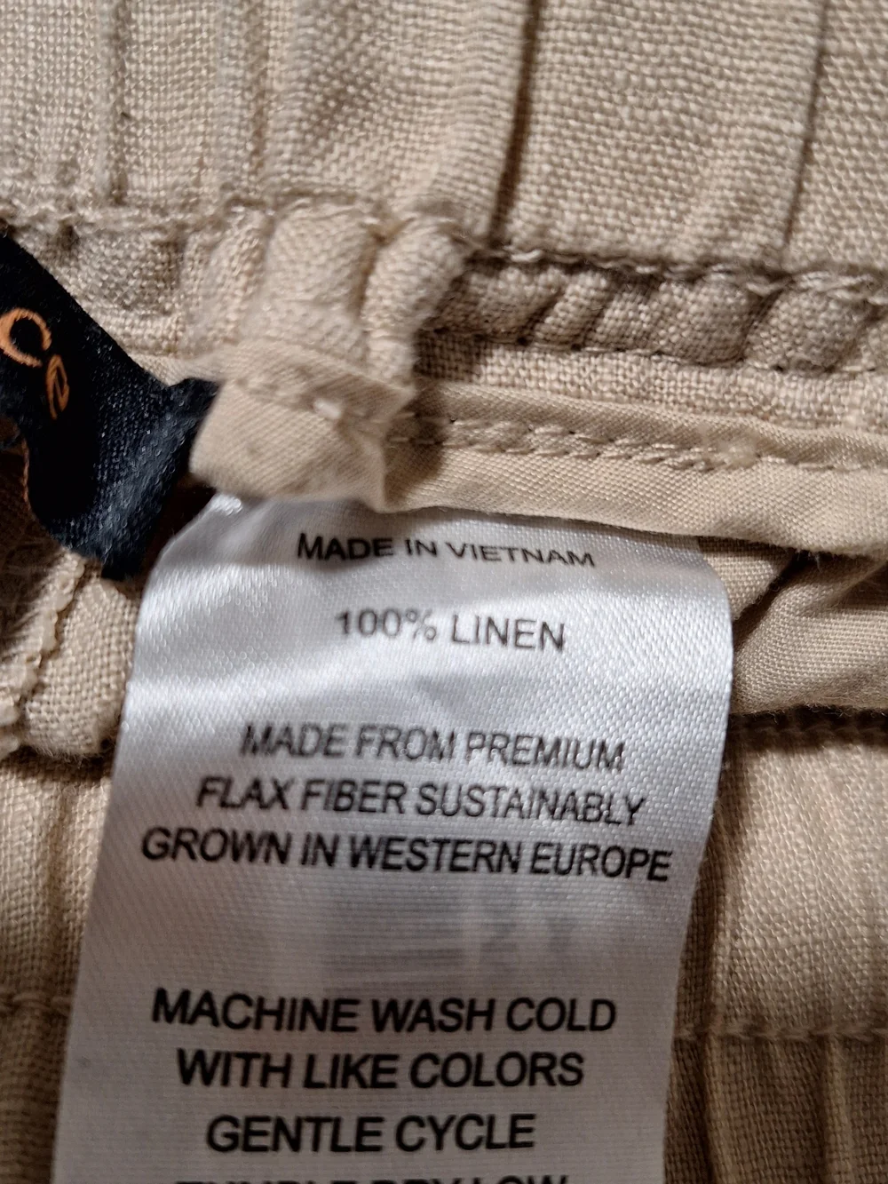 Quince Relaxed Drawstring 100% Linen Pants - Beige Size XL